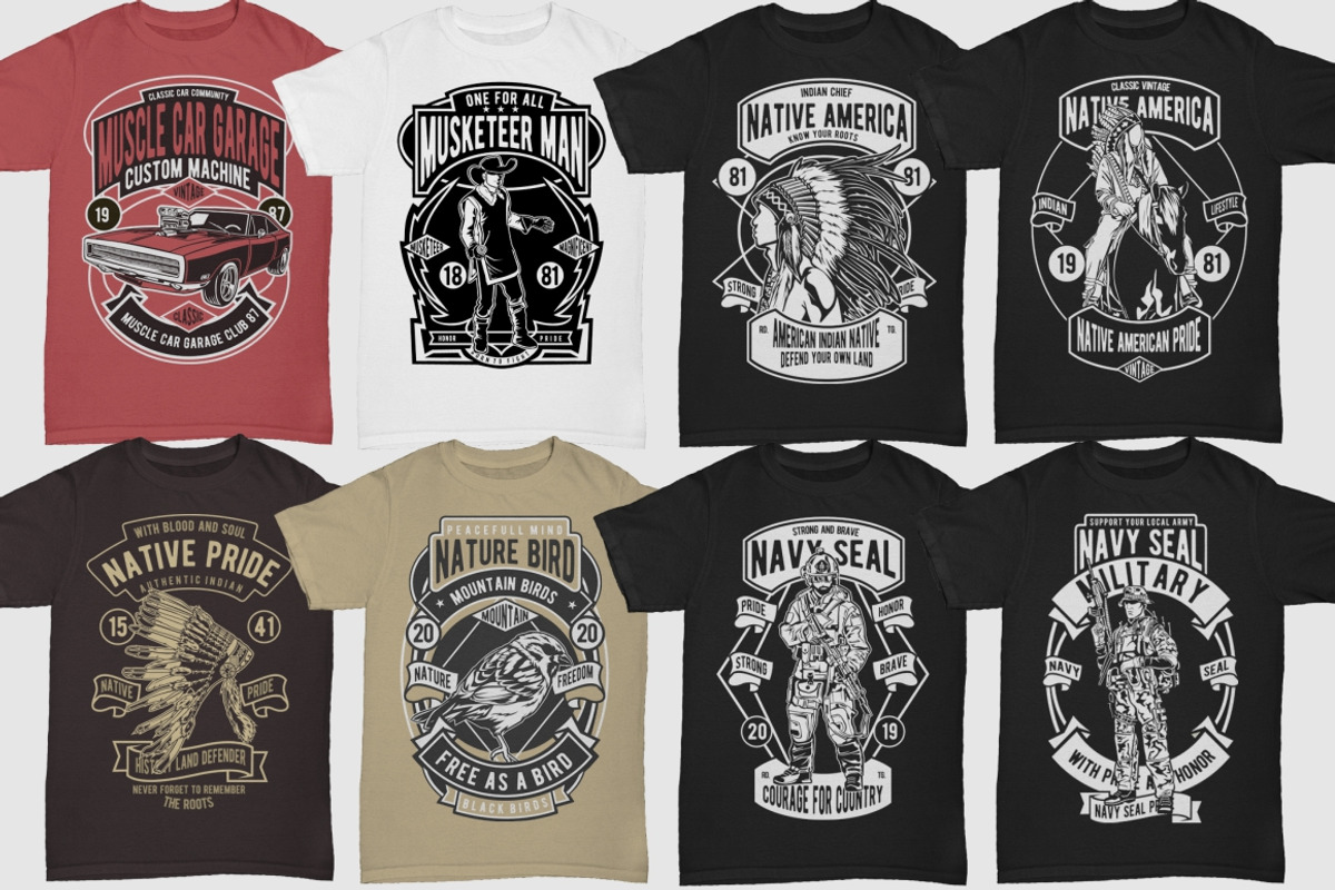 250 Retro Tshirt Designs Bundle #4, an Illustration by roach_graphic (Photo 21 of 34)