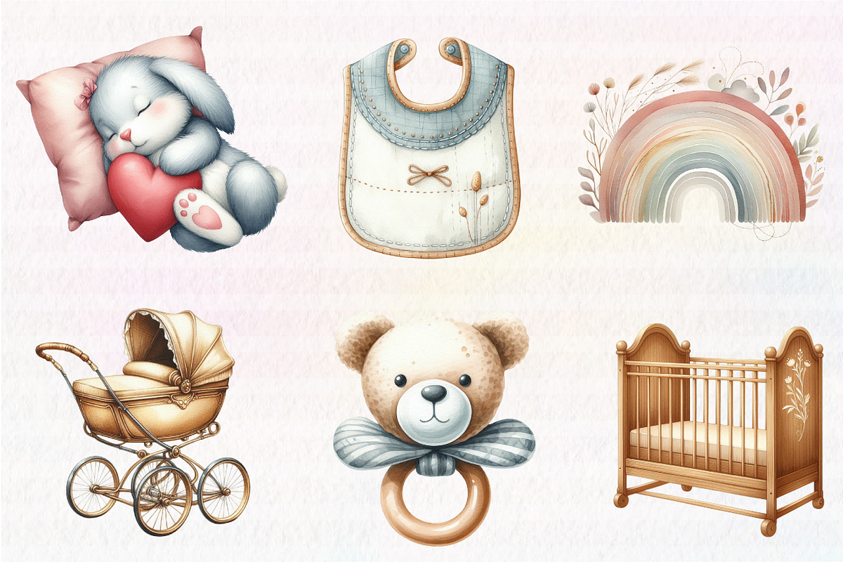 Neutral Baby Watercolor Clipart, an Illustration by CreationArt (Photo 3 of 5)