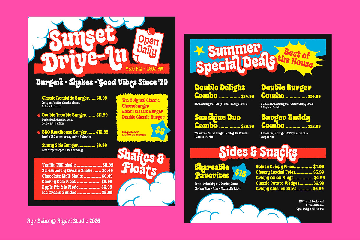 Babol – Pop Groovy Funky Typeface, a Sans Serif Font by Aiyari (Photo 9 of 13)