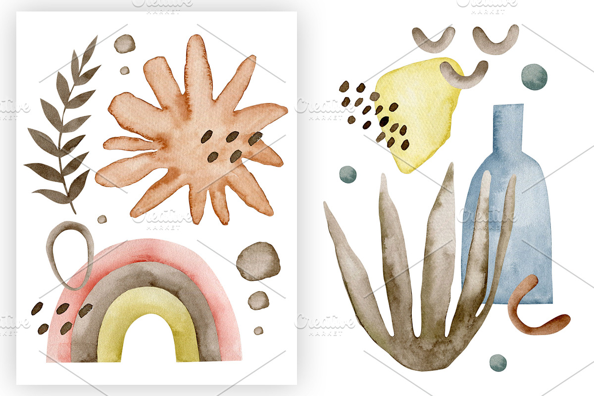 Watercolor Modern Summer Collection., a Decorative Illustration by Kira Konoshenko (Photo 12 of 17)