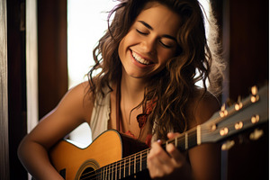 Artistic Woman playing guitar, an Arts & Entertainment Photo by Ylivdesign