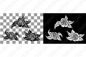 Roses Rose Tattoo Engraved Woodcut