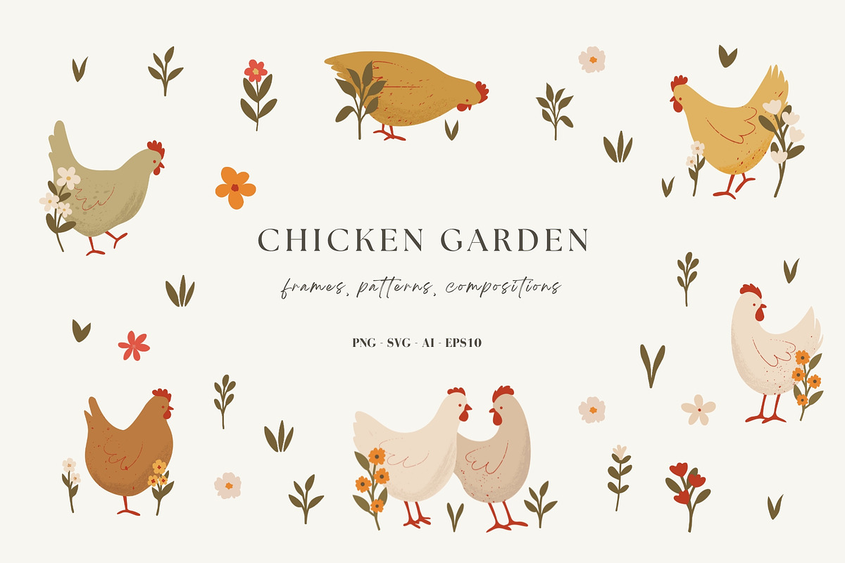 Cute Chickens & Florals Nursery Art, an Animal Illustration by Jenteva Art (Photo 1 of 16)