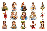 Oktoberfest beer Maids clipart set, an Illustration by Craft Nest (Thumbnail 2 of 4)