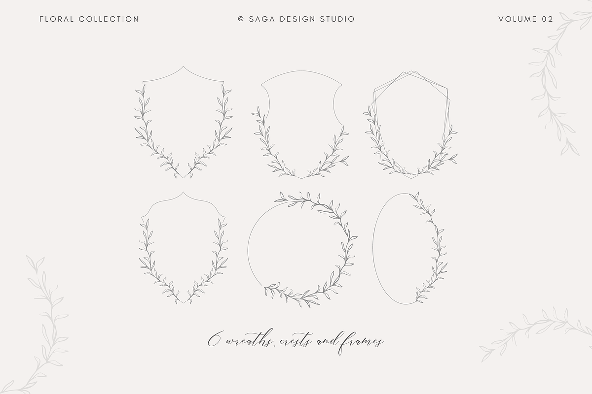 Vintage Floral wreaths and frames, an Illustration by Saga Design Studio (Photo 2 of 5)