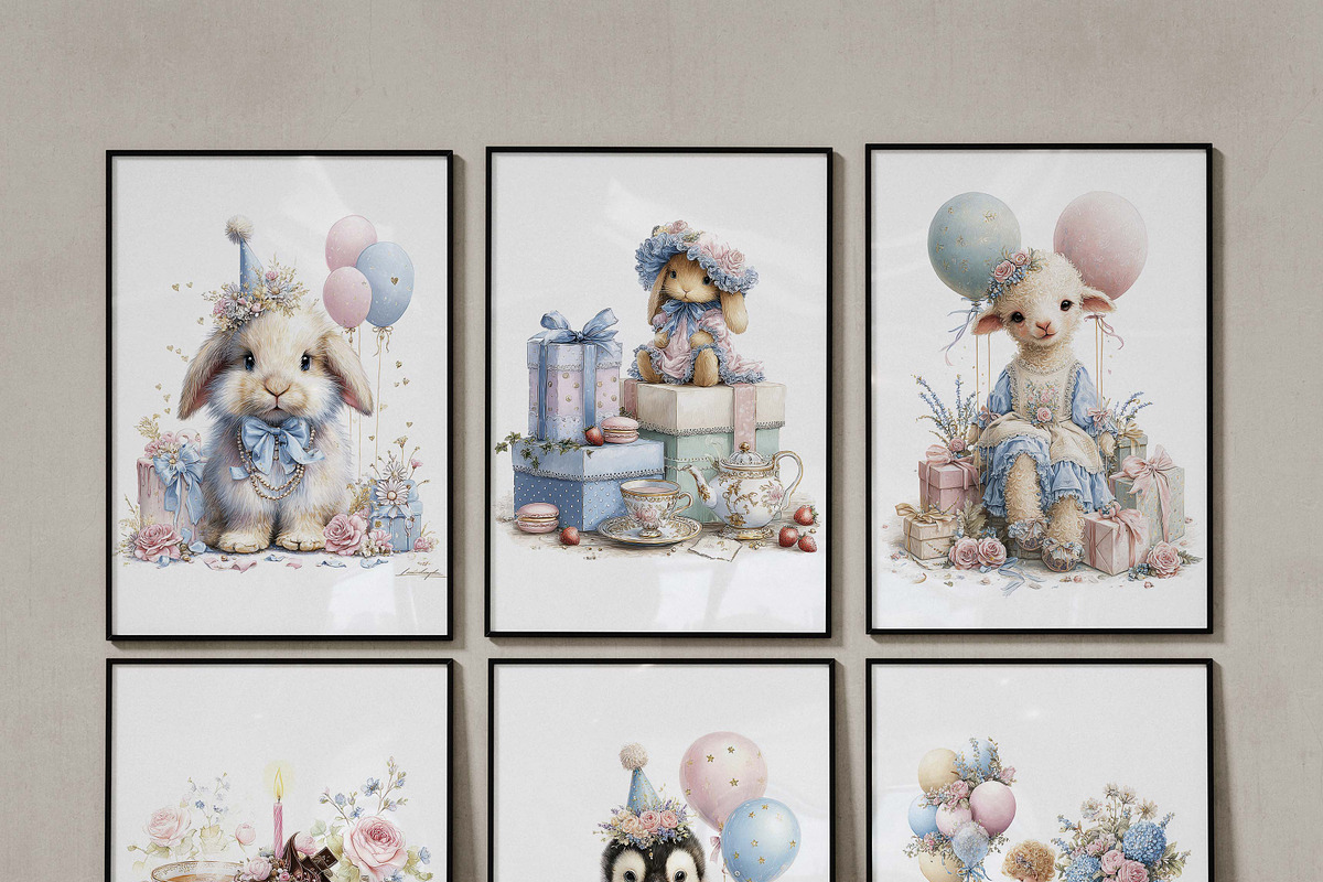 Watercolor Birthday Clipart, Elegant, an Illustration by one-touch (Photo 2 of 3)
