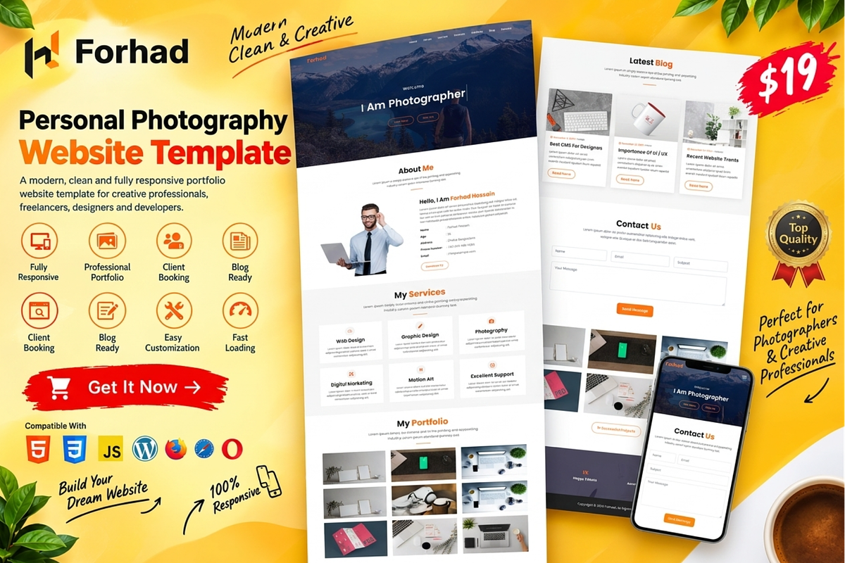 Forhad - Creative Portfolio HTML, a Bootstrap Template by Themeplaza (Photo 1 of 7)