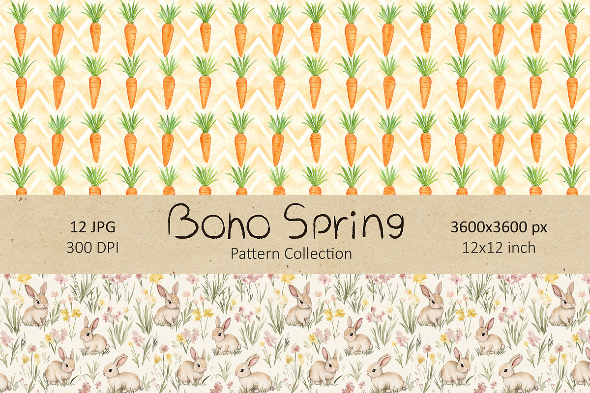 Boho Easter Spring Patterns Set, a Pattern Graphic by IrenKlm (Photo 4 of 9)
