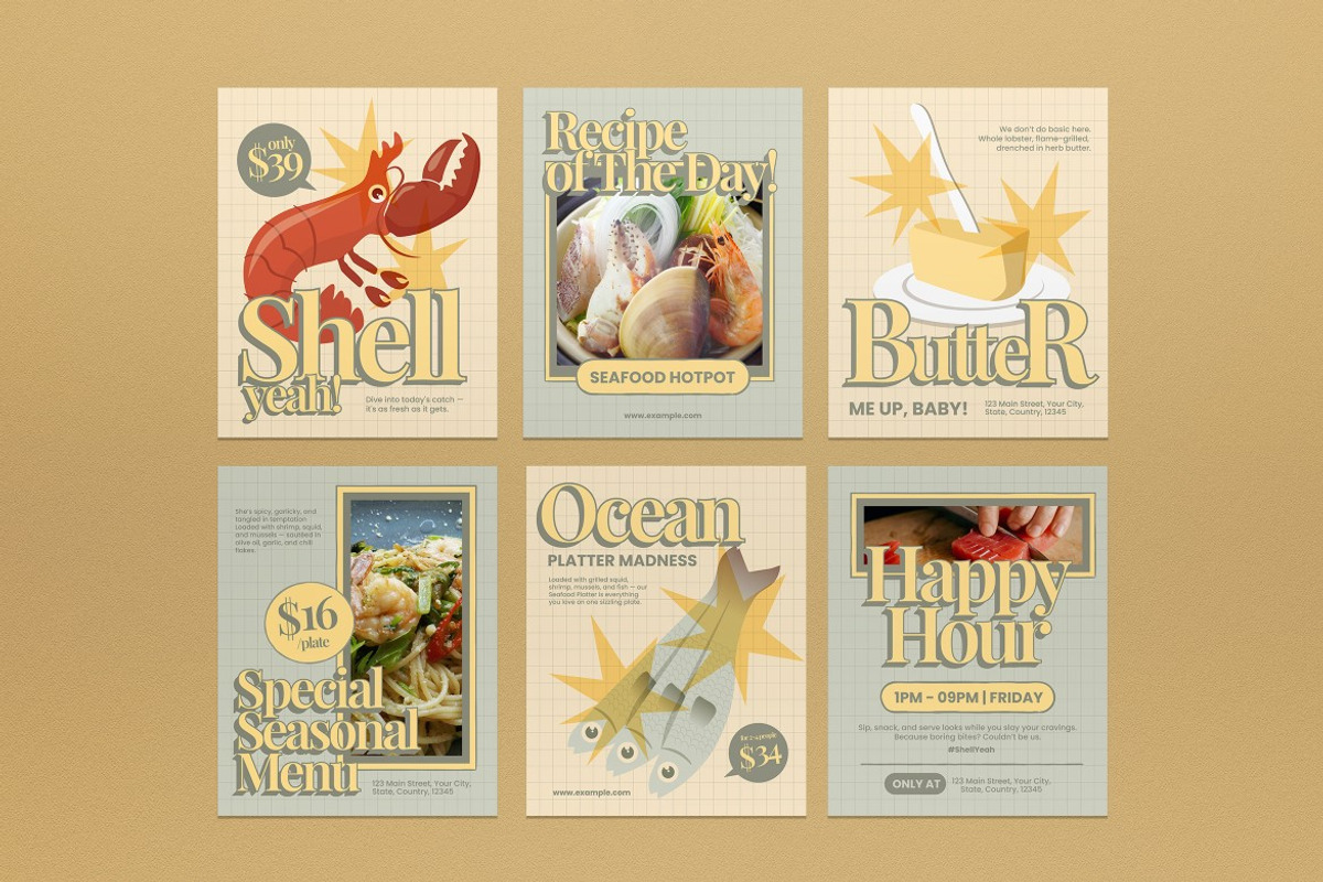 Seafood Instagram Set, a Social Media Template by graphicook (Photo 2 of 3)