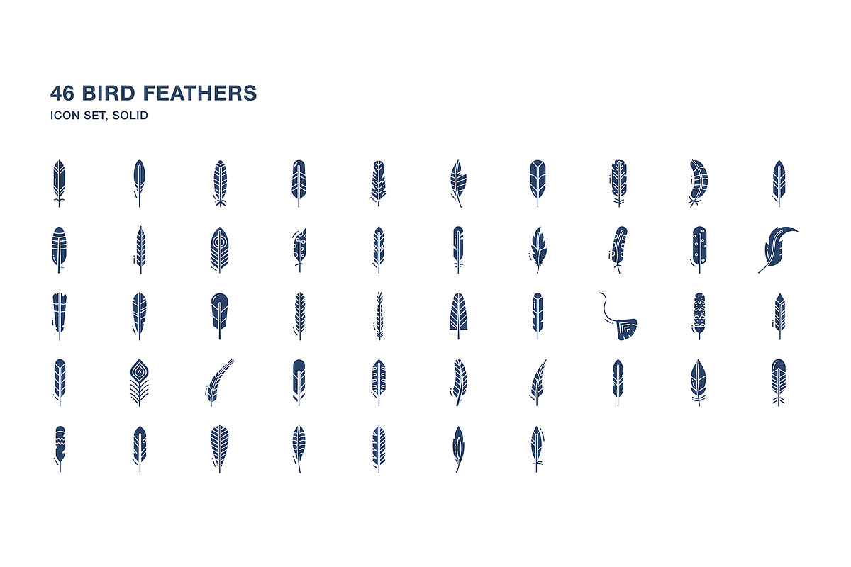 Bird feathers icon set, an Icon by Icongeek26 (Photo 4 of 6)