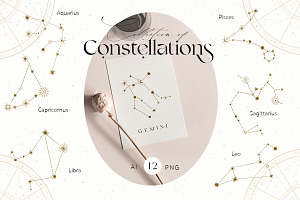 Zodiac Celestial Constellations Set