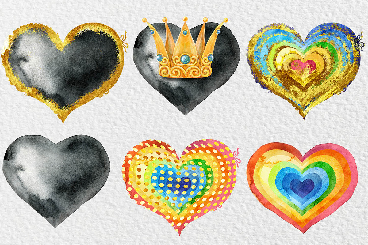 Watercolor hearts, an Object Illustration by Watercolor fantasy (Photo 4 of 5)