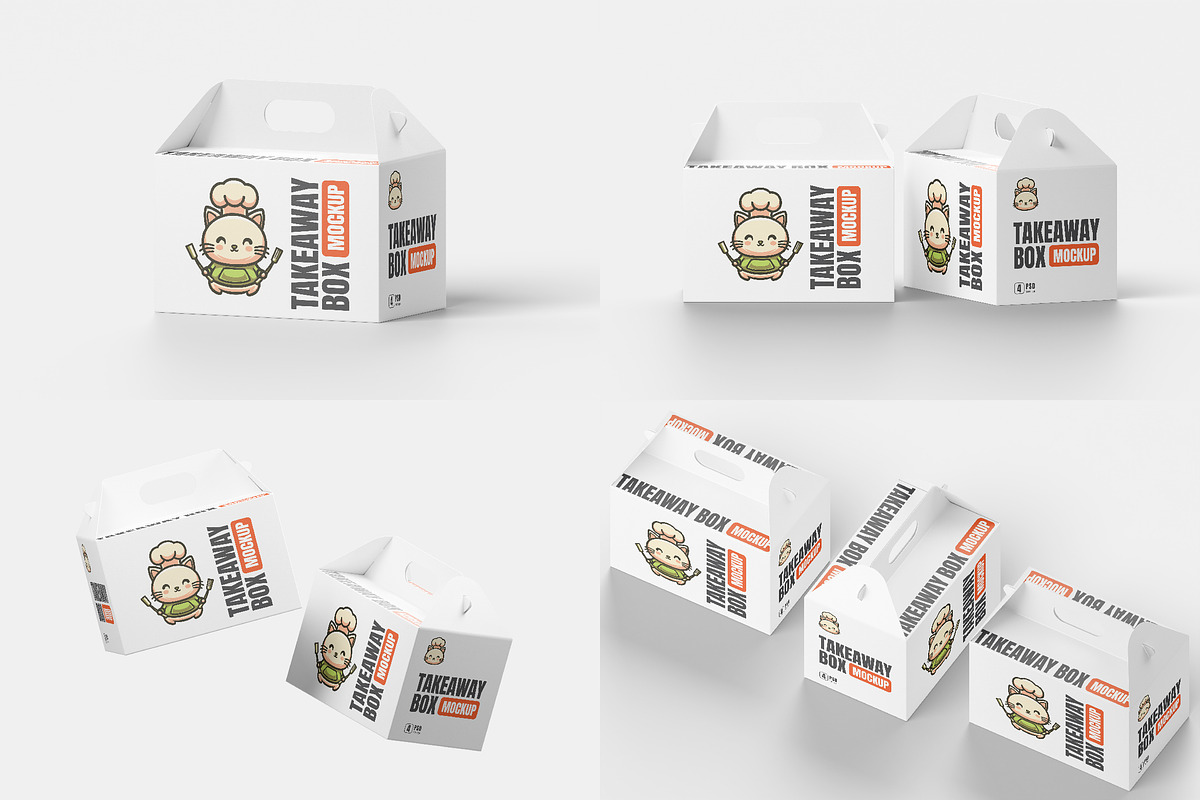 Takeaway Box Packaging Mockup, a Packaging Mockup by Alolieli Studio (Photo 1 of 5)