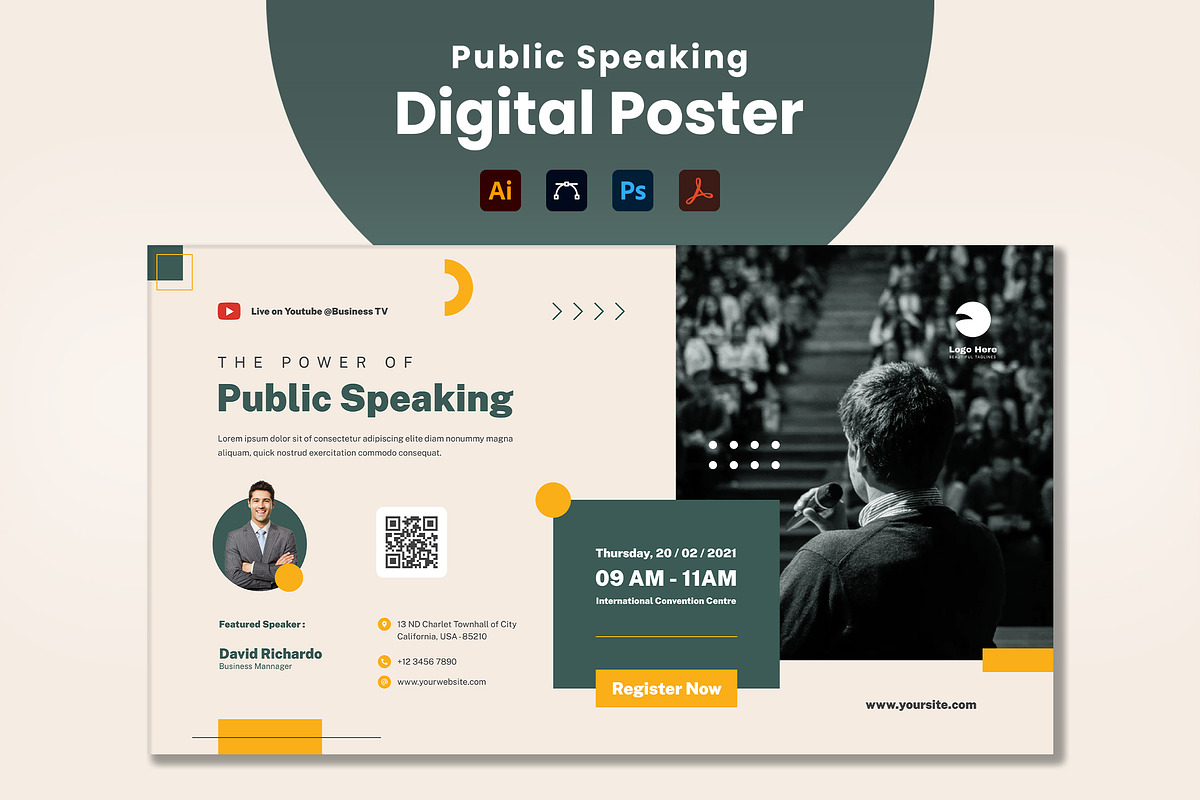 Public Speaking Digital Poster, a Templates & Theme by Rahardi Creative