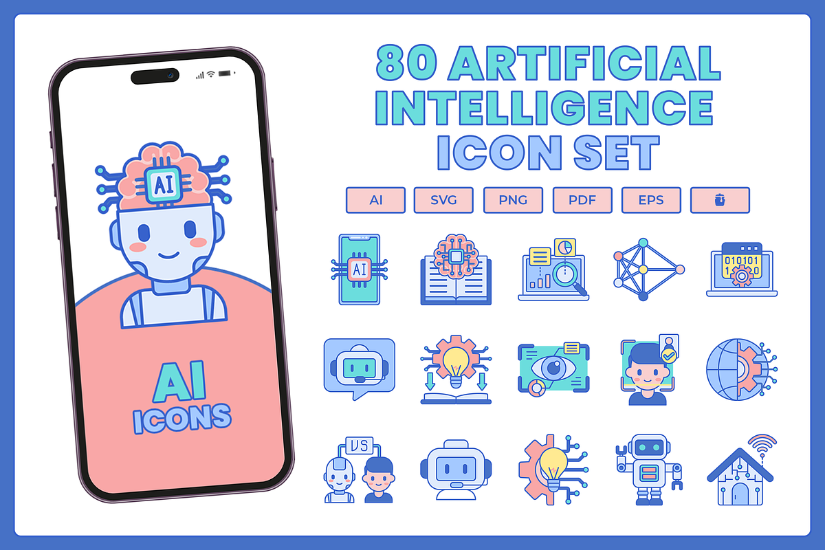 80 Machine Learning Icon Set