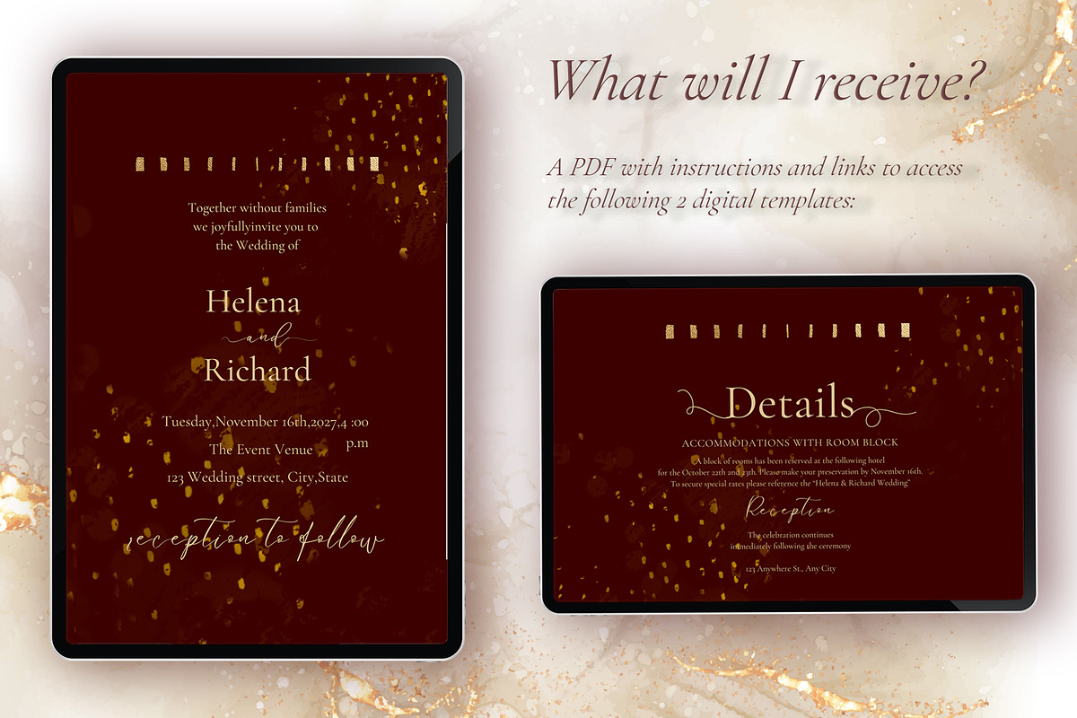 Canva *Elegant Wedding* Invitation, an Invitation Template by ElladesignCo (Photo 2 of 5)