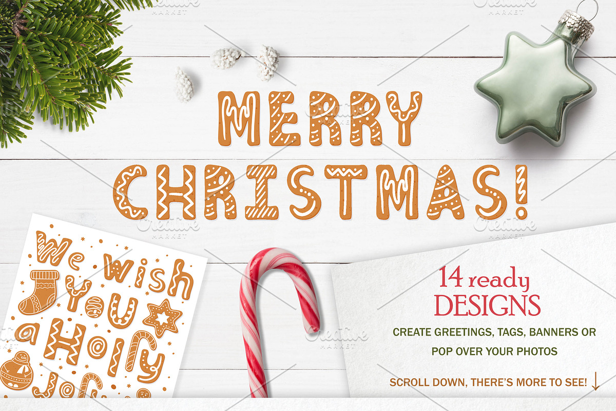 Gingerbread Christmas color SVG font preview 4