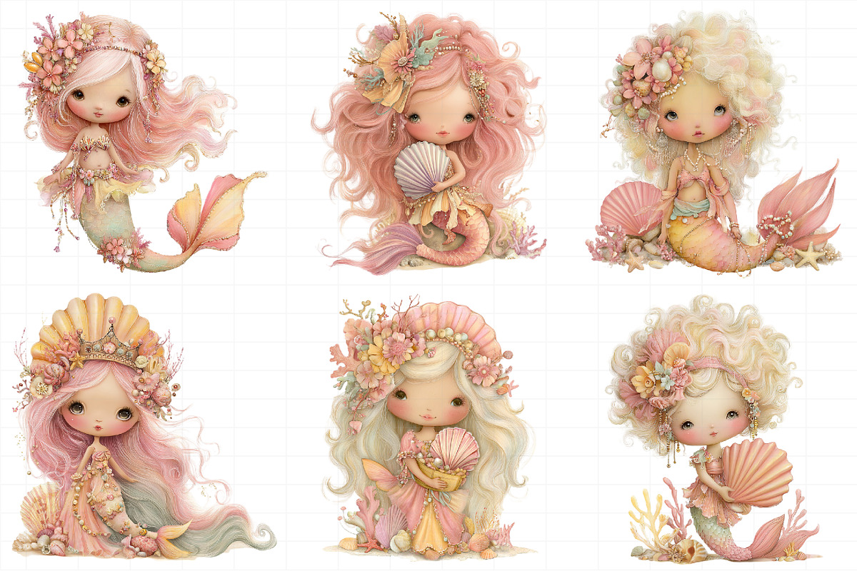 Whimsical Summer Mermaid Clipart, an Illustration by Daily.Designs (Photo 4 of 6)