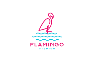 Flamingo With Lake Lines Logo