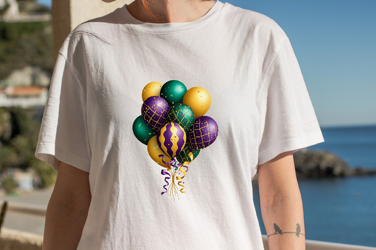 Watercolor Mardi Gras Balloons Clip, an Illustration by SVGArt (Photo 7 of 8)