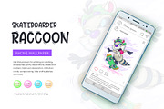 Cartoon raccoon skateboarder. Tshirt, an Animal Illustration by KENO Mascots (Thumbnail 5 of 7)