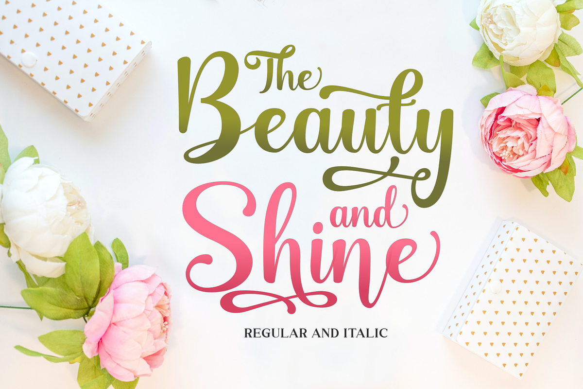 Beauty & Shine / Pretty Script, a Script Font by Java pep (Photo 1 of 15)