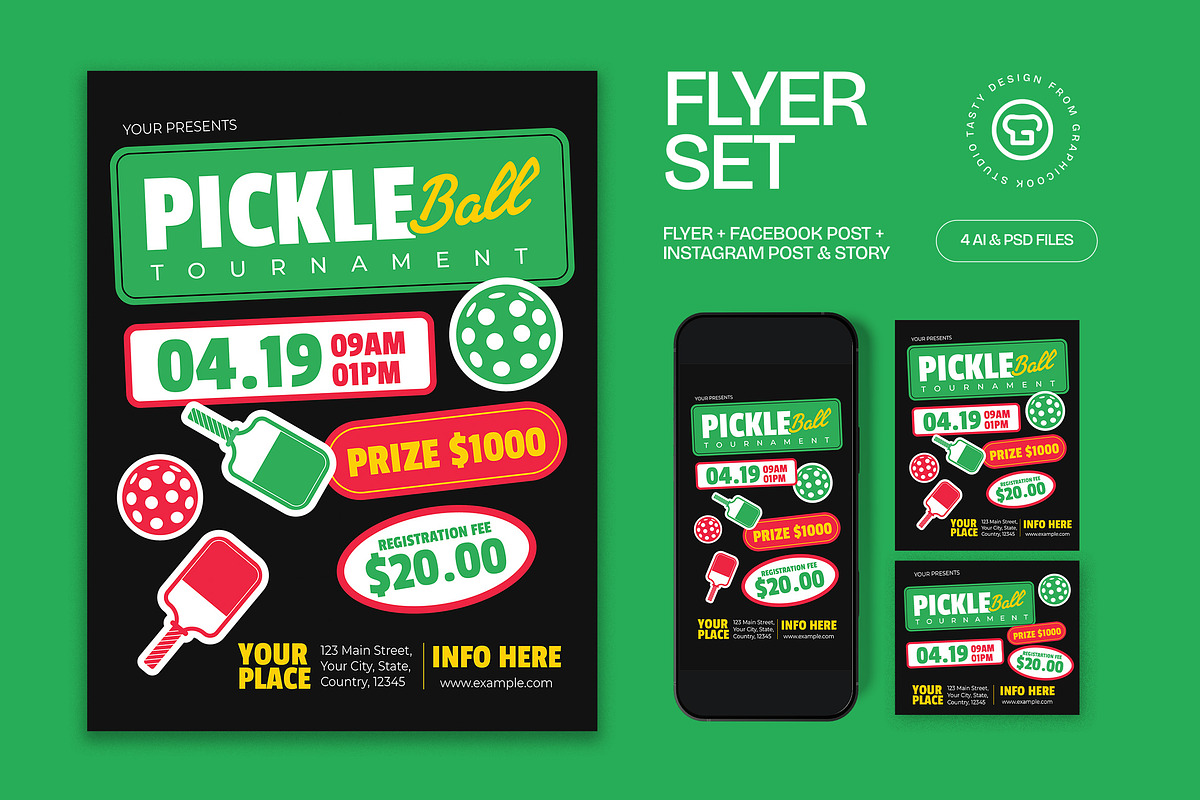 Pickleball Tournament Flyer, a Flyer Template by graphicook (Photo 1 of 3)