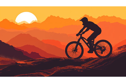 Man Riding Bike Down Hill at Sunset, a Sports & Recreation Photo by CREATIVEDEF