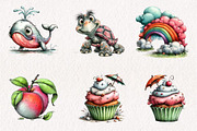 Watercolor Cute Summer Collection, an Illustration by CreationArt (Thumbnail 5 of 7)