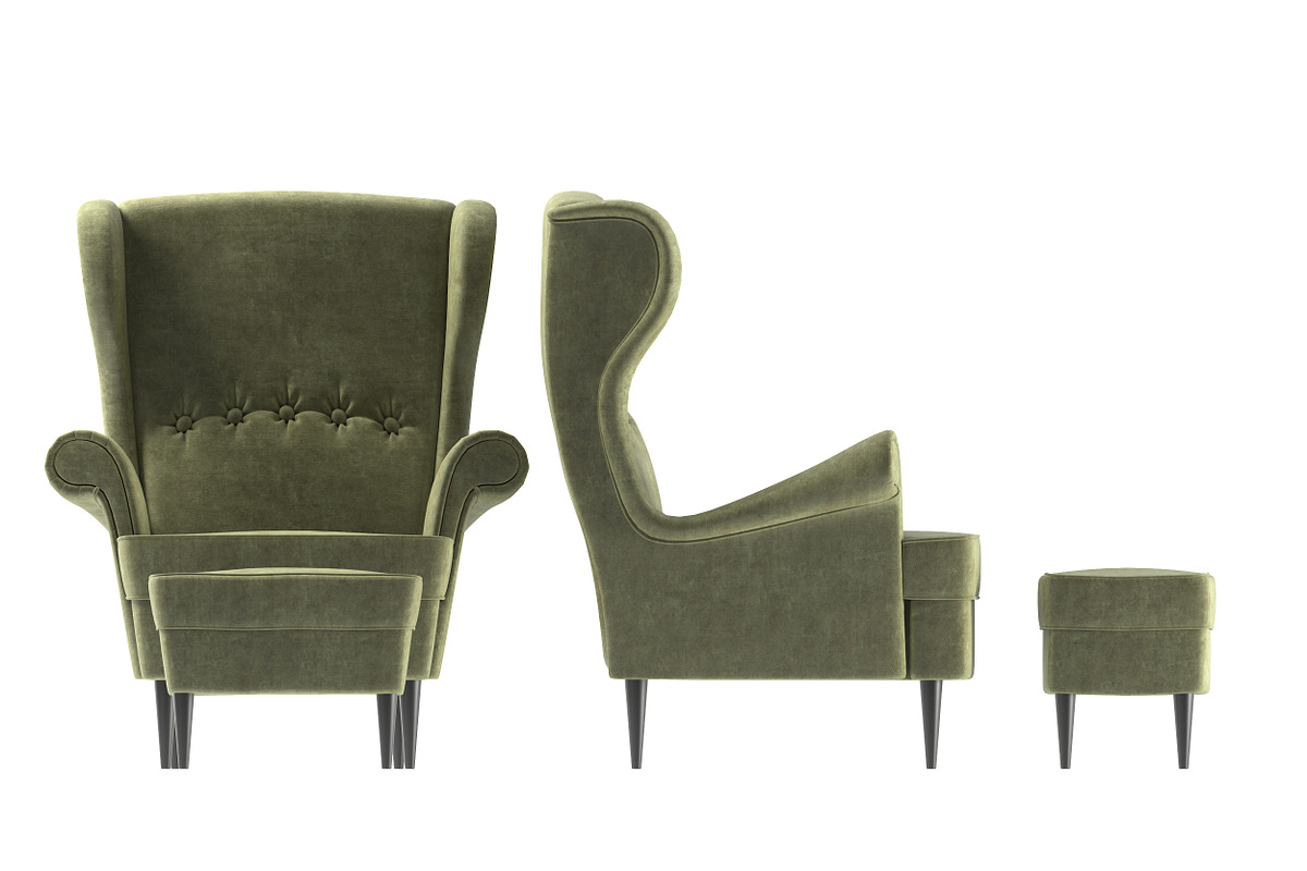 Strandmon wing chairs furniture set, a Furniture 3D Model by inDahouze (Photo 7 of 8)