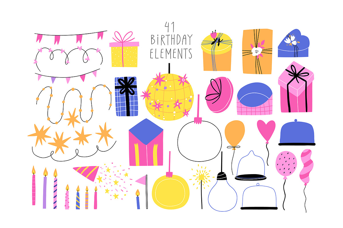 FUNNY CATS: birthday clipart cards, an Animal Illustration by Elliko shop (Photo 6 of 16)