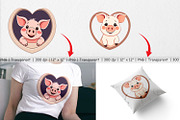 Clipart Heart Pig, a Graphic by Artnoy (Thumbnail 2 of 5)