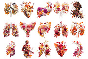 Fall Anatomical Bloom Clipart Set, a Healthcare Illustration by InkyQueenArt (Thumbnail 4 of 5)