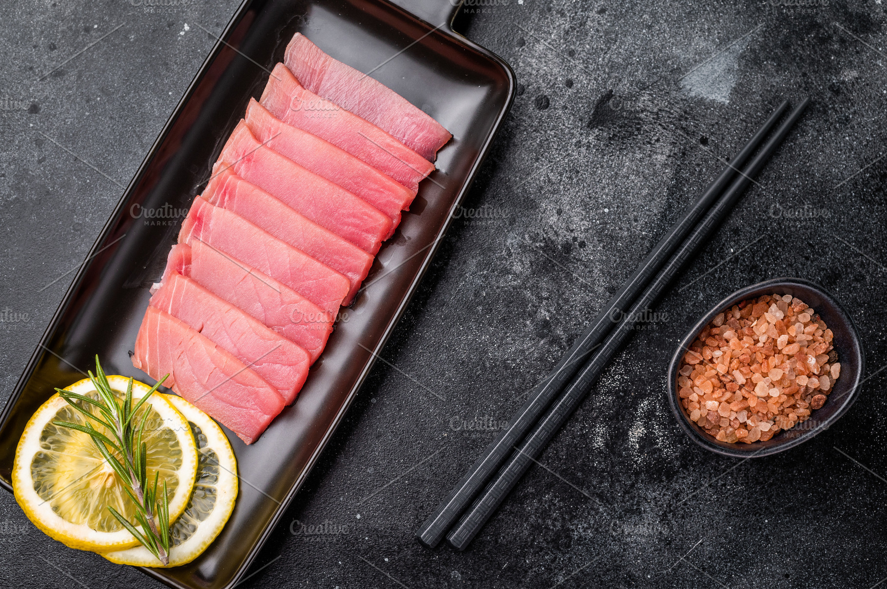 Premium quality tuna sashimi, expertly cut for maximum tendernes, a Food & Drink Photo by composter-box@mail.ru