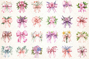 Watercolor Floral Pink Bow PNG, an Illustration by DreamCafeArt (Thumbnail 3 of 3)