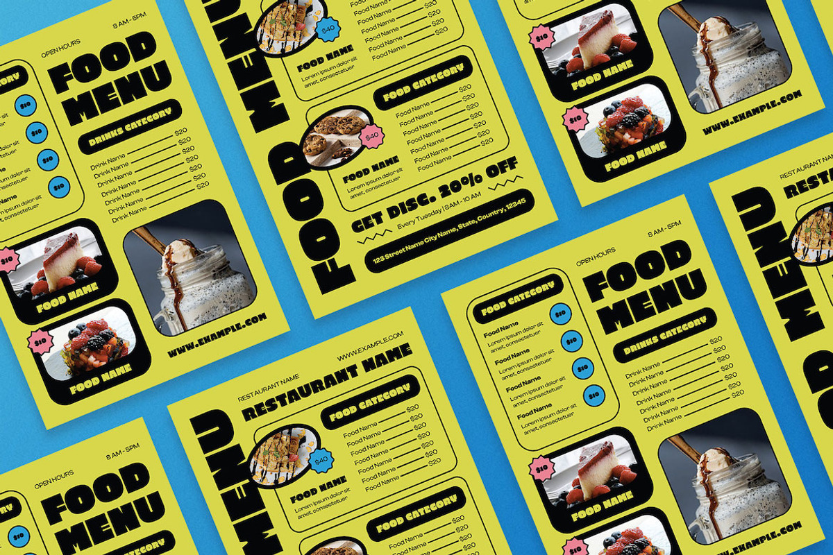 Green Bold Minimalism Food Menu, a Flyer Template by Aiyari Graphic (Photo 2 of 3)