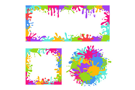 Colorful paint splash frames