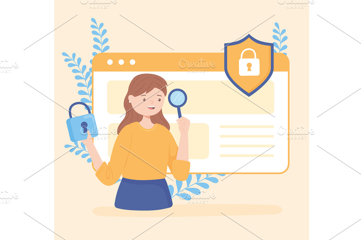 woman data protection, a Technology Illustration by studiogstock