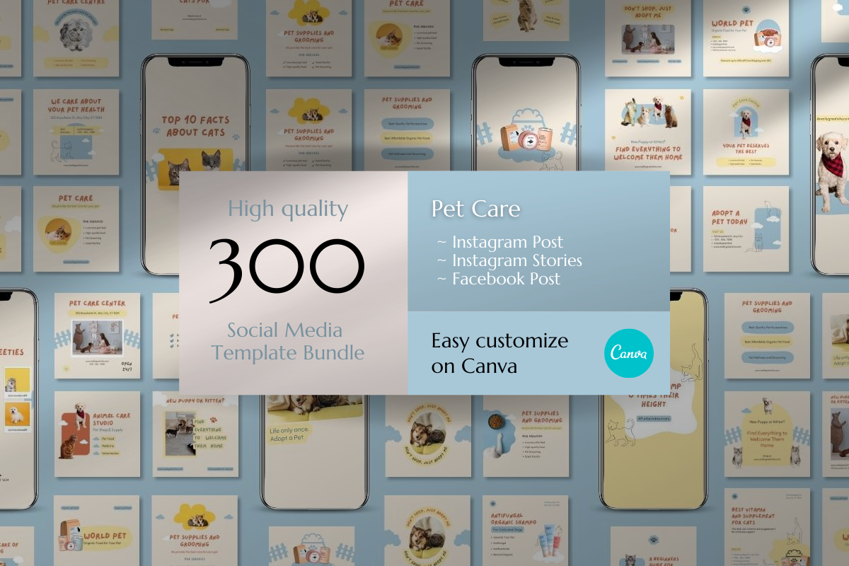 Pet Social Media Canva Template, a Social Media Template by Kawalan Studio