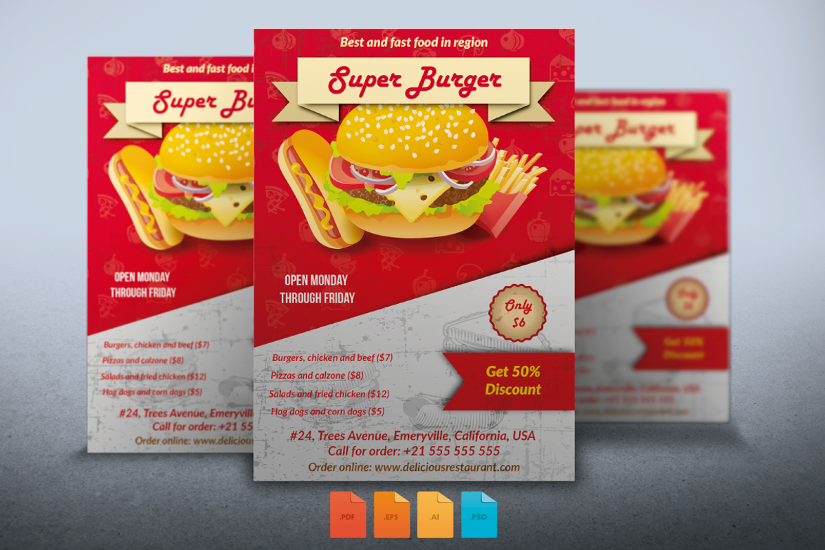 Super Burger Flyer, a Flyer Template by DesignsStore (Photo 1 of 2)