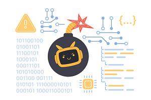 Danger risks using ai services, a Technology Illustration by Lemberg Vector