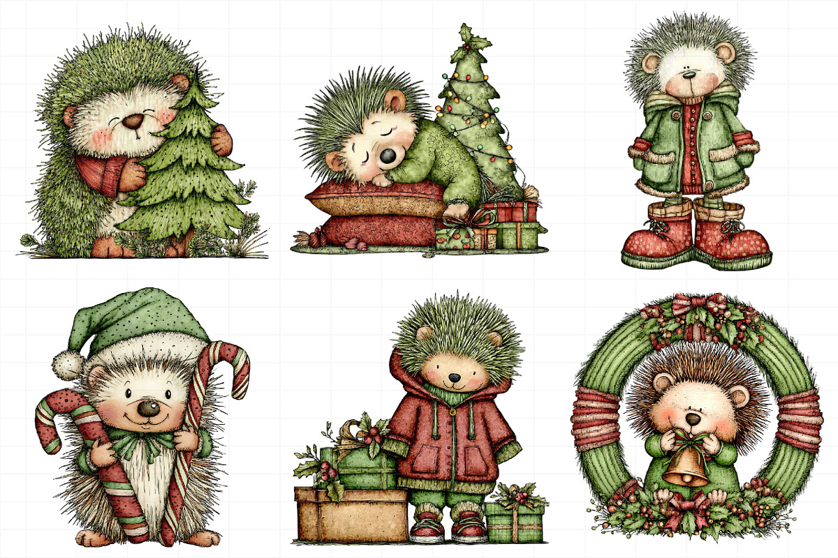 Hedgehog Christmas Clipart, an Illustration by Daily.Designs (Photo 3 of 5)