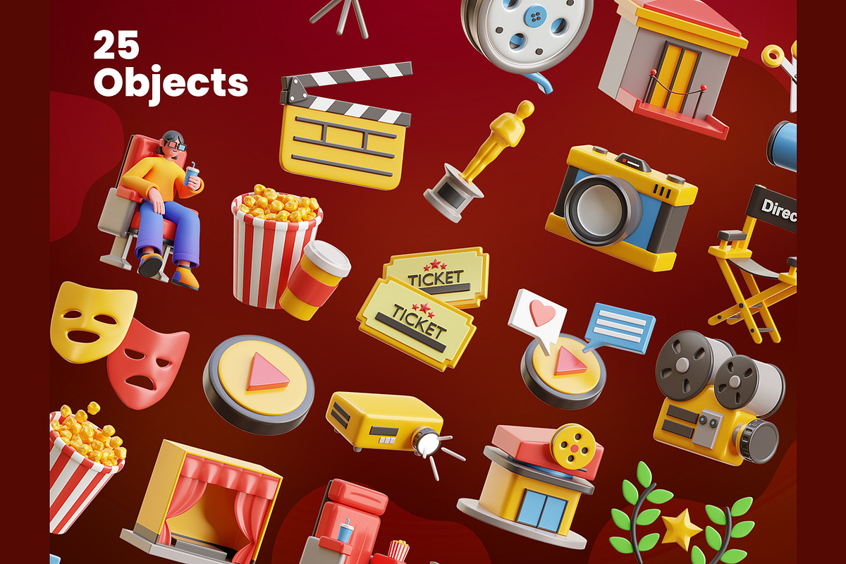 Cinema 3D Icons, an Object 3D Model by Rakata Studio (Photo 5 of 7)