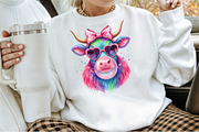 Coquette Highland Cow Bubblegum PNG, an Illustration by Sublimation Artist (Thumbnail 4 of 9)