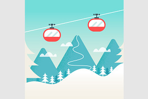 Winter Ski Resort Illustration