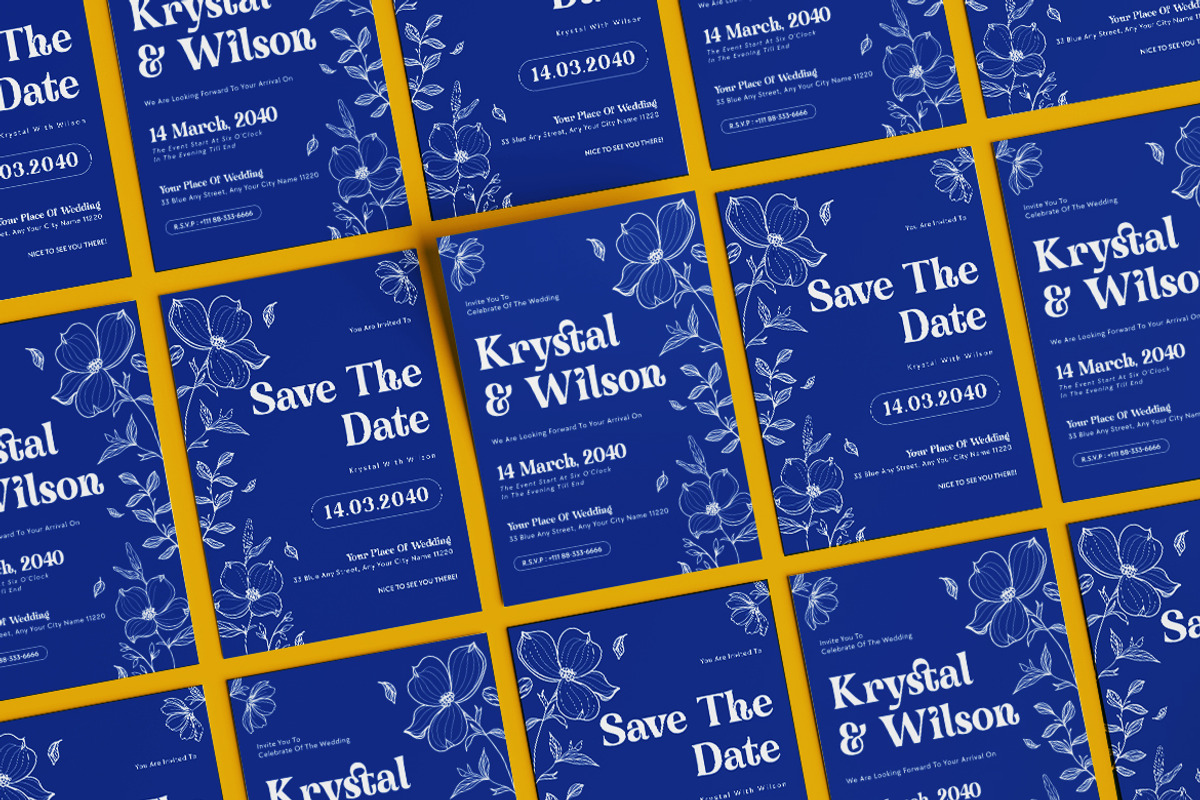 Blue Modern Wedding Invitation, an Invitation Template by dokudokunomi (Photo 4 of 4)