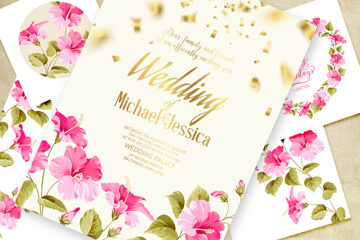 Wedding Invitation Cards Set., a Card Template by Kotkoa (Photo 2 of 3)