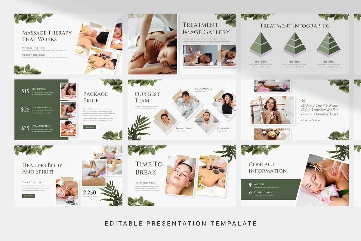 Massages and Spa Center PowerPoint, a Presentation Template by Digitcase x Wealthwells (Photo 3 of 3)
