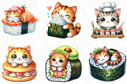 Kawaii Cat Japanese Food Clipart, an Illustration by DreamPrint404 (Thumbnail 3 of 6)