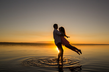 Romantic love story over the sea